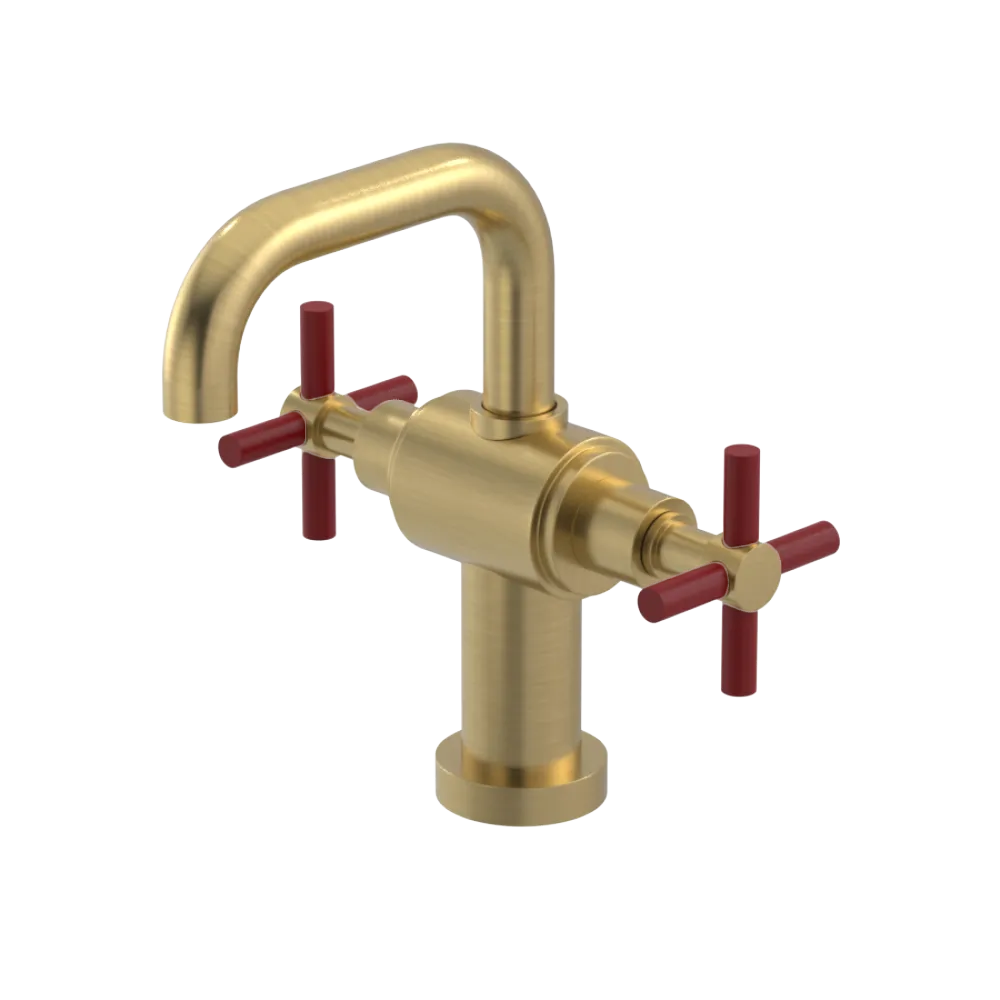 Rubinet Single Hole Dual Handle Lav. Set. (less drain) Satin Brass