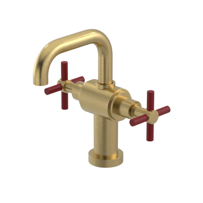 Rubinet Single Hole Dual Handle Lav. Set. (less drain) Satin Brass