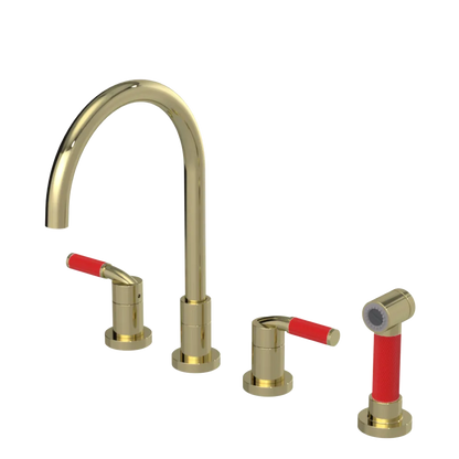 Rubinet Widespread Kitchen Set with Hand Spray Gold