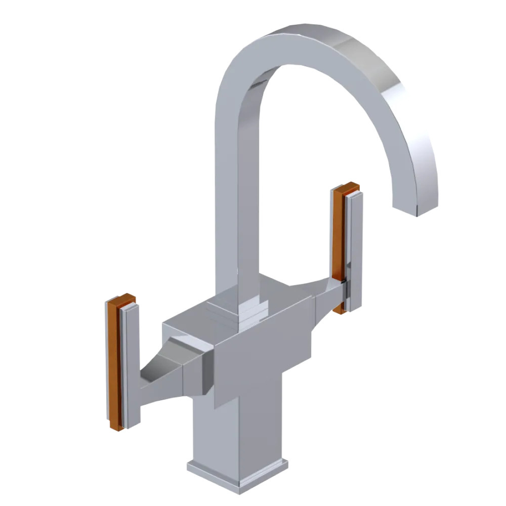 Rubinet Single Hole Dual Handle Lav. Set. (less drain) Chrome