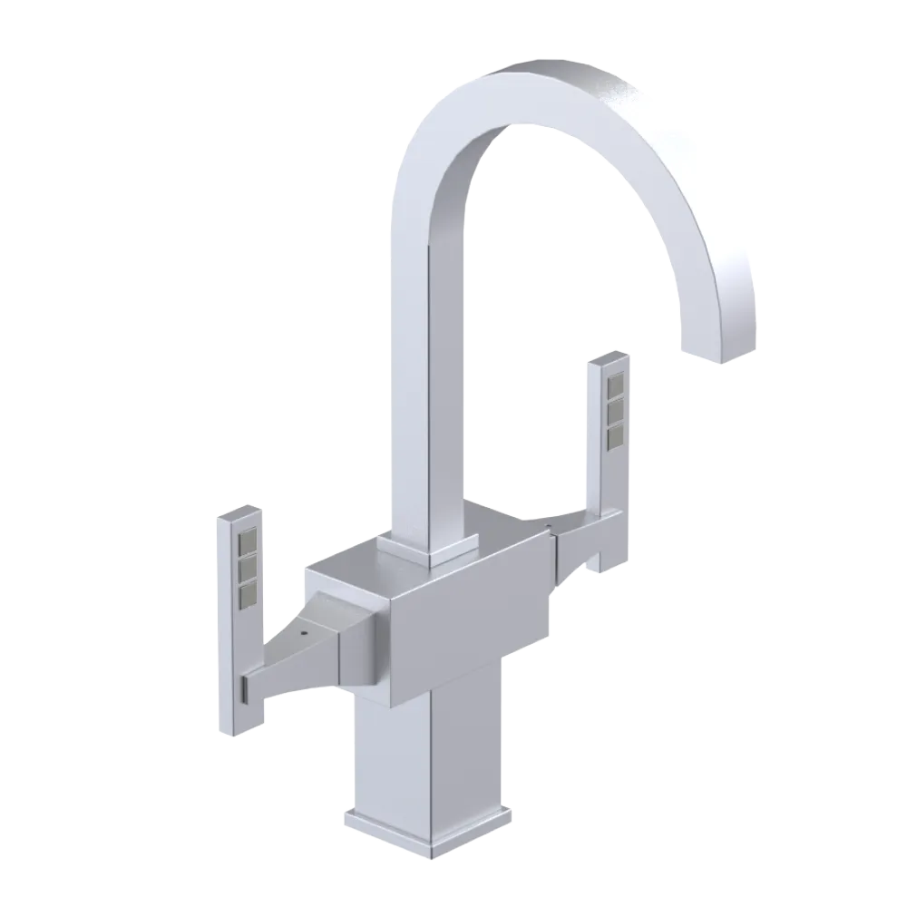 Rubinet Single Hole Dual Handle Lav. Set. (less drain) Satin Chrome