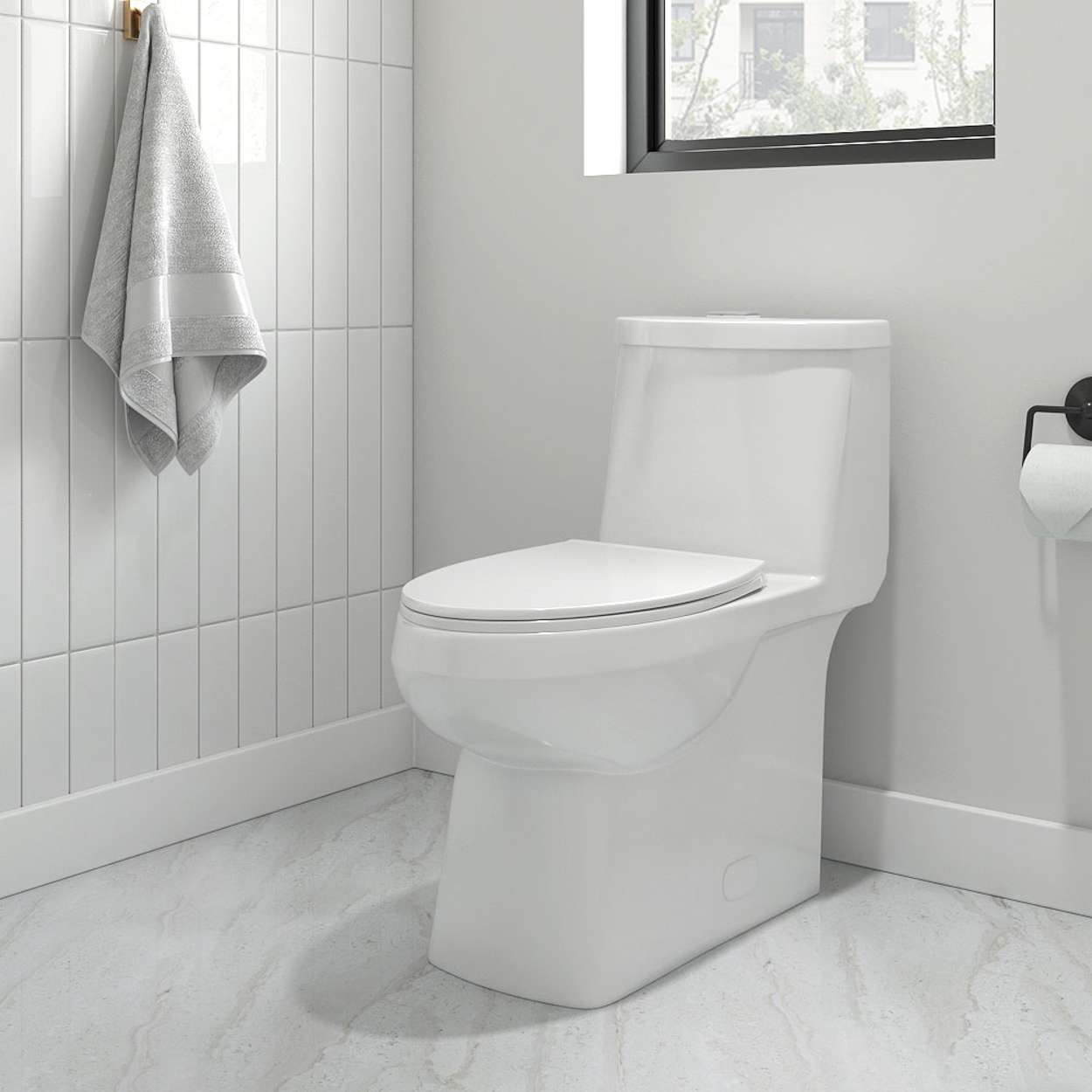 Contrac Kiera – 4710BNWU- 4.8 / 3.0 Lpf Elongated Dual Flush One Piece Toilet with Unlined Tank