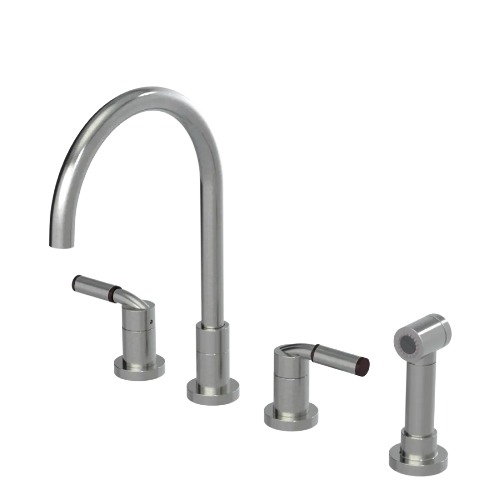 Rubinet Widespread Kitchen Set with Hand Spray Satin Nickel