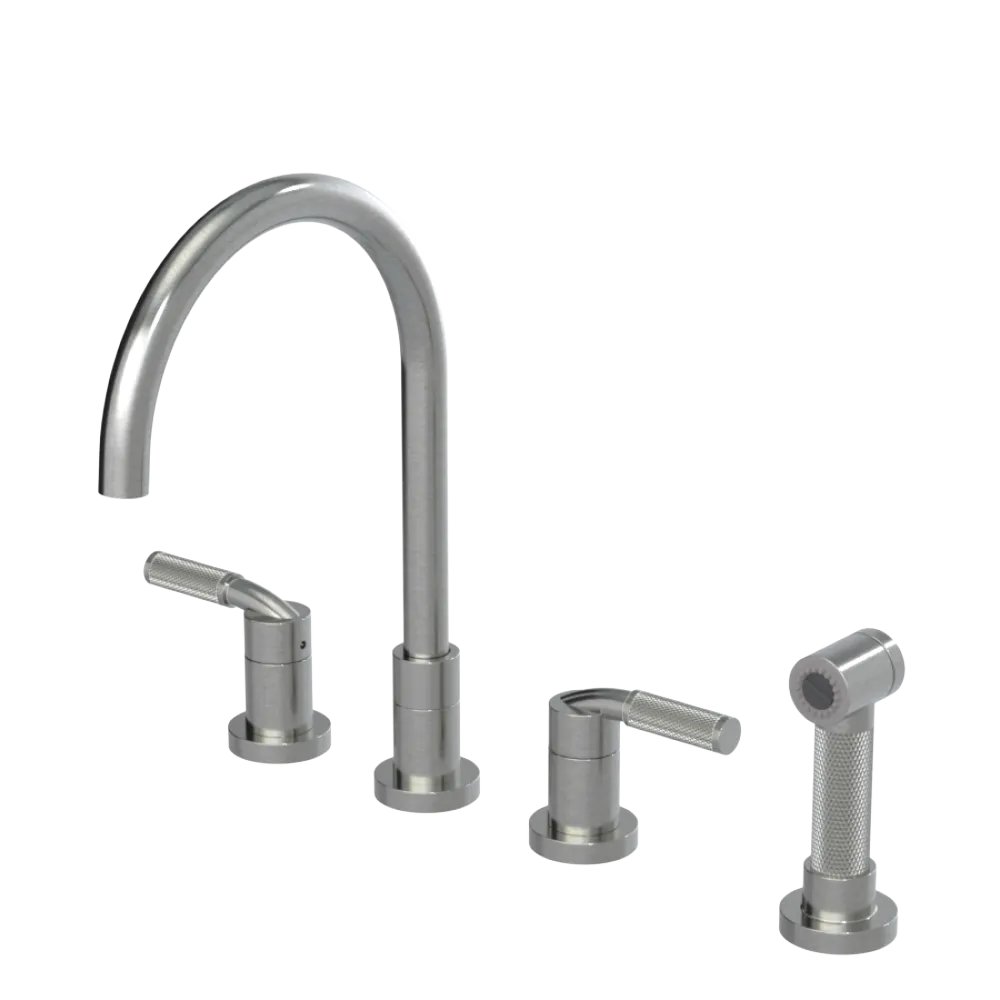 Rubinet Widespread Kitchen Set with Hand Spray Satin Nickel