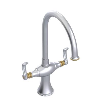 Rubinet Two Handle Single Hole Kitchen Set Satin Chrome