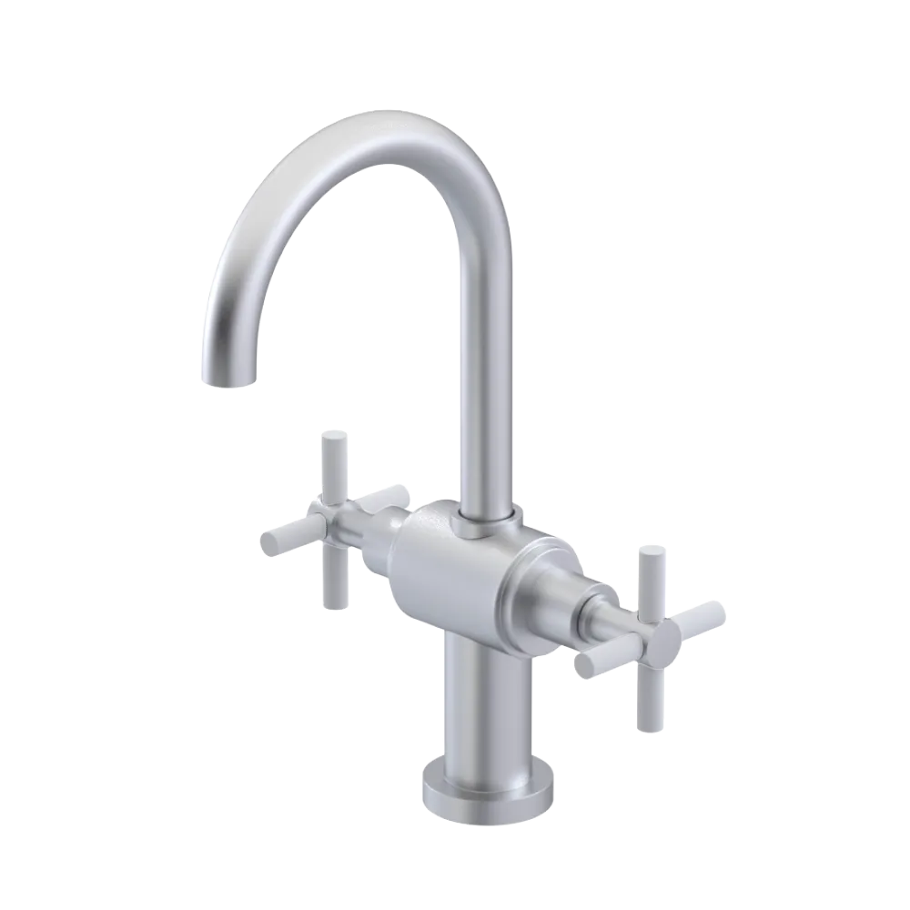 Rubinet Single Hole Dual Handle Lav. Set with LaSalle Spout (less drain) Satin Chrome