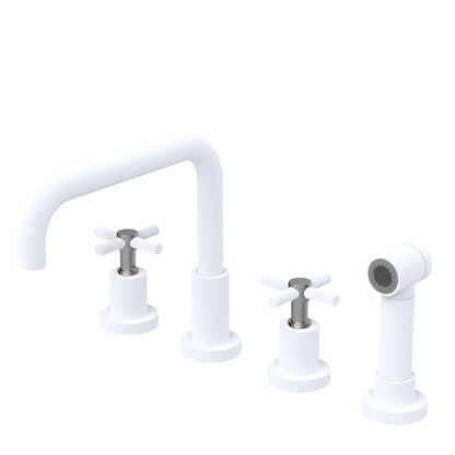 Rubinet Widespread Kitchen Set with Hand Spray Matt White