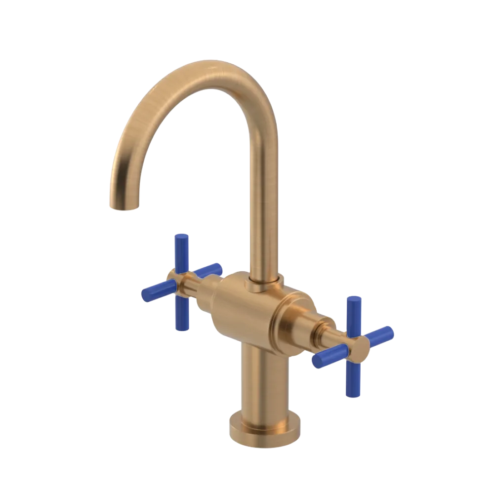 Rubinet Single Hole Dual Handle Lav. Set with LaSalle Spout (less drain) Satin Gold