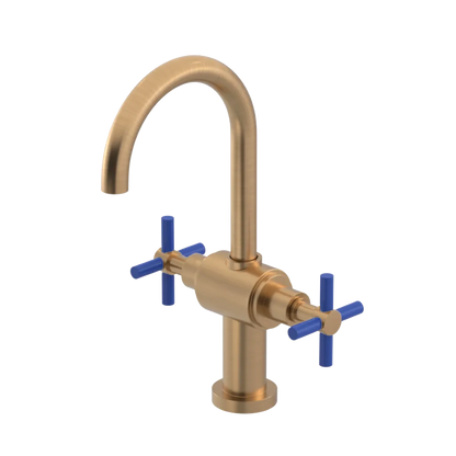 Rubinet Single Hole Dual Handle Lav. Set with LaSalle Spout (less drain) Satin Gold