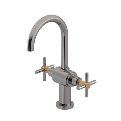 Rubinet Single Hole Dual Handle Lav. Set with LaSalle Spout (less drain) Polished Nickel