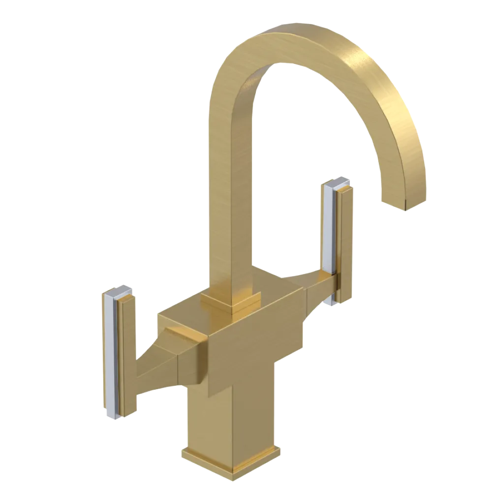 Rubinet Single Hole Dual Handle Lav. Set. (less drain) Satin Gold