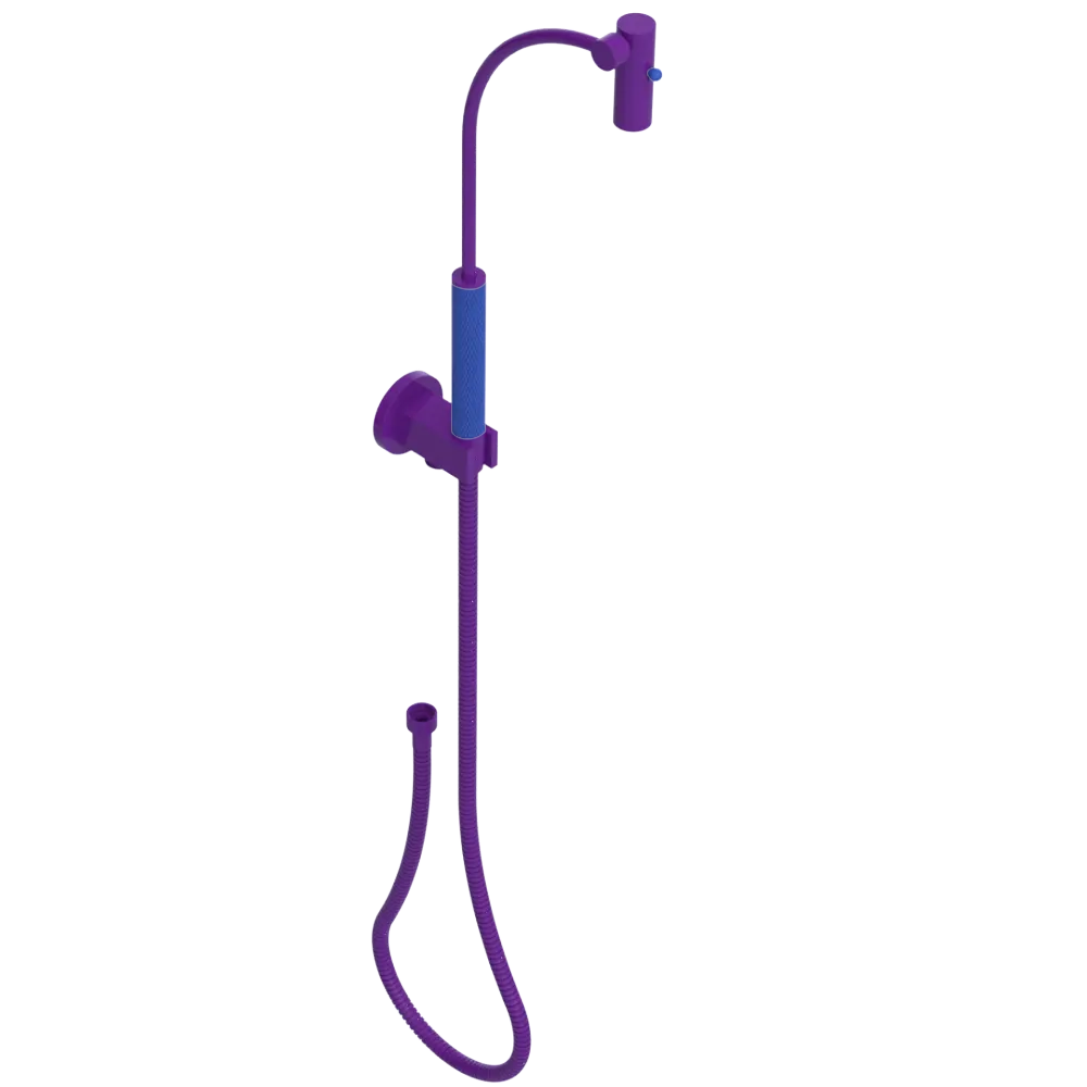 Rubinet Hand Held Shower Bidet with Extended Reach & Dual Function Spray Including Wall Bracket with Supply & Hose (Round) Purple Haze