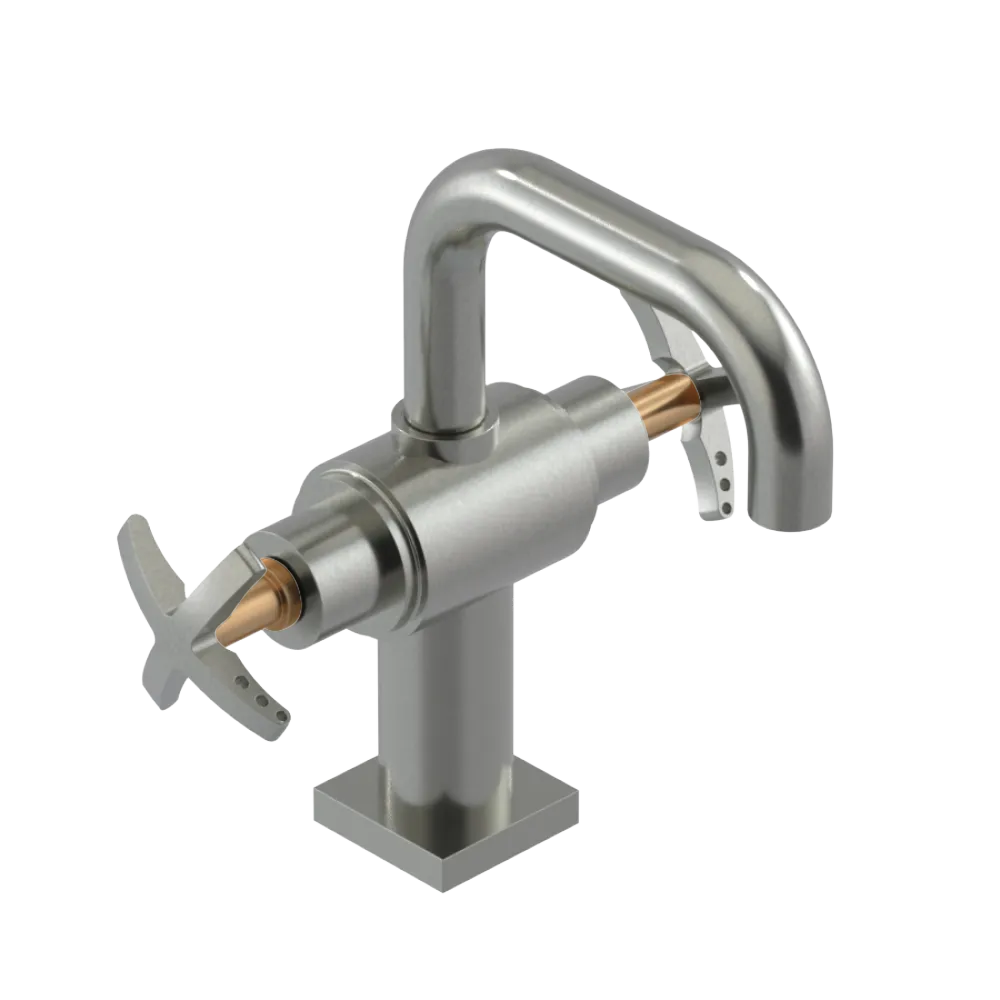 Rubinet Single Hole Dual Handle Lav. Set. with Genesis spout (less drain) Satin Nickel