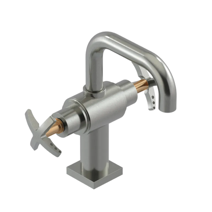Rubinet Single Hole Dual Handle Lav. Set. with Genesis spout (less drain) Satin Nickel