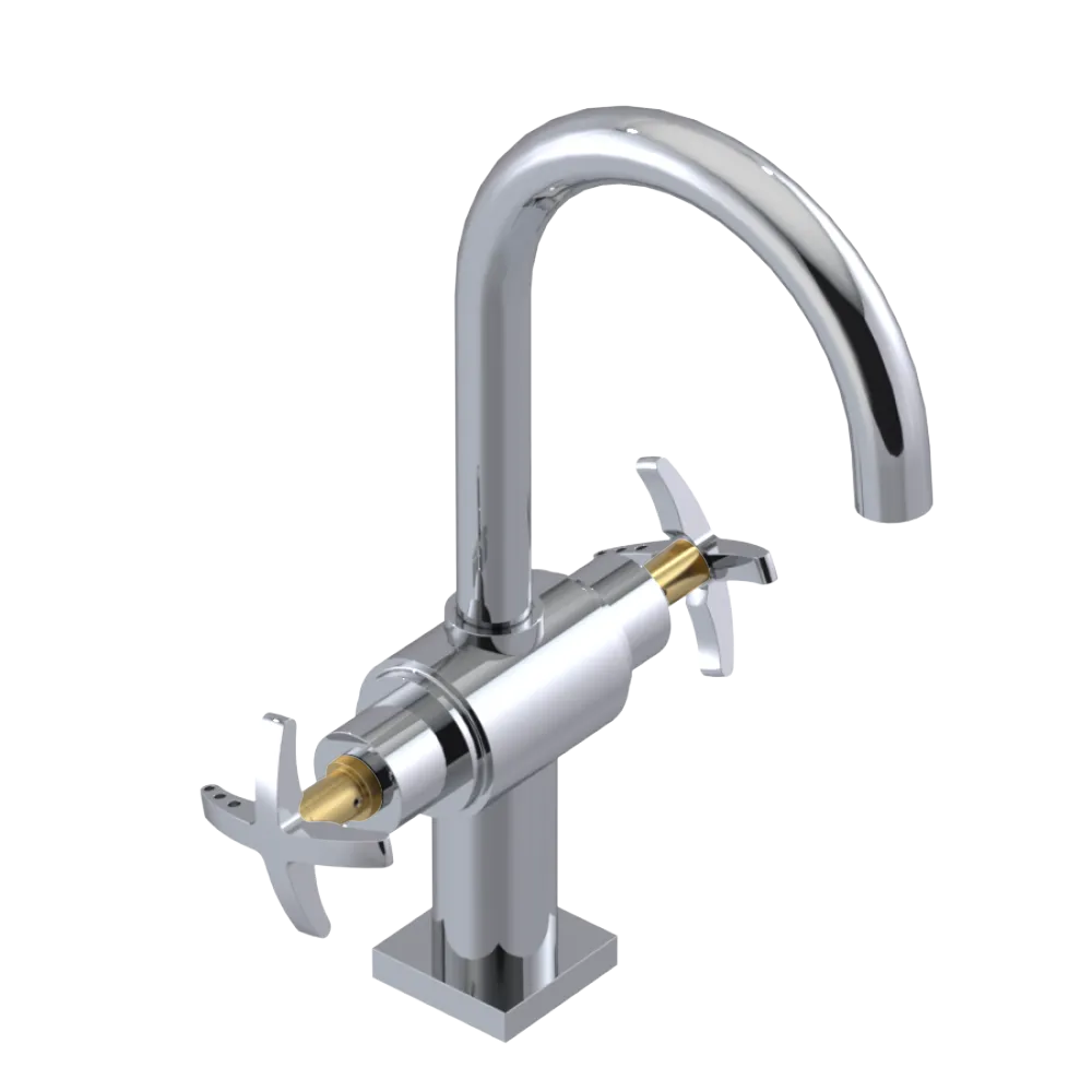 Rubinet Single Hole Dual Handle Lav. Set. (less drain) Chrome