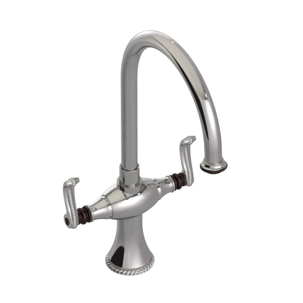 Rubinet Two Handle Single Hole Kitchen Set Polished Nickel