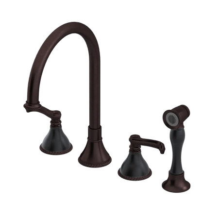 Rubinet Widespread Kitchen Set with Hand Spray Tuscan Brass
