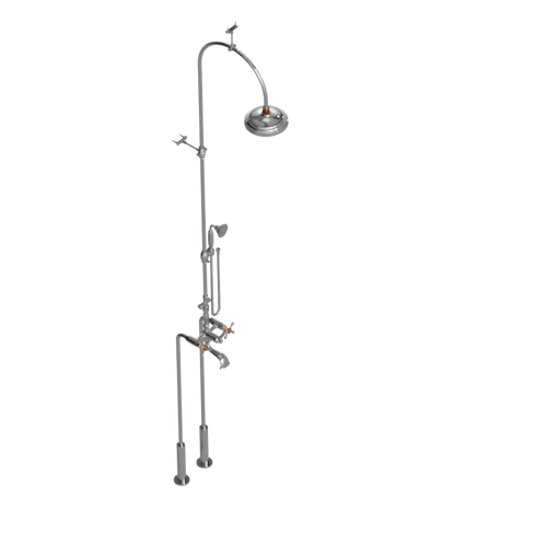 Rubinet Floor Mount Tub & Shower with hand held shower Polished Nickel
