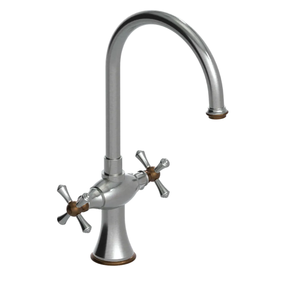 Rubinet Two Handle Single Hole Kitchen Set Satin Nickel