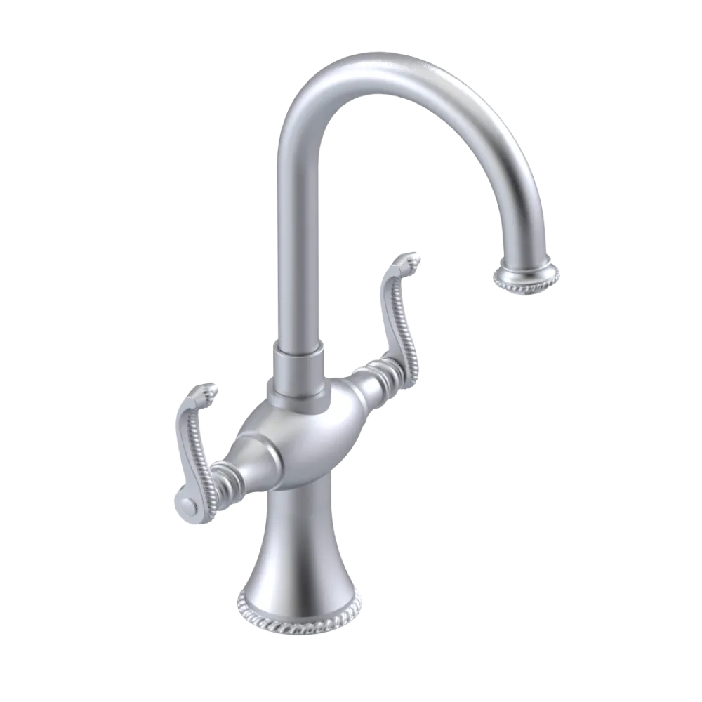 Rubinet Single Hole Dual Handle Lav. Set. (less drain) Satin Chrome