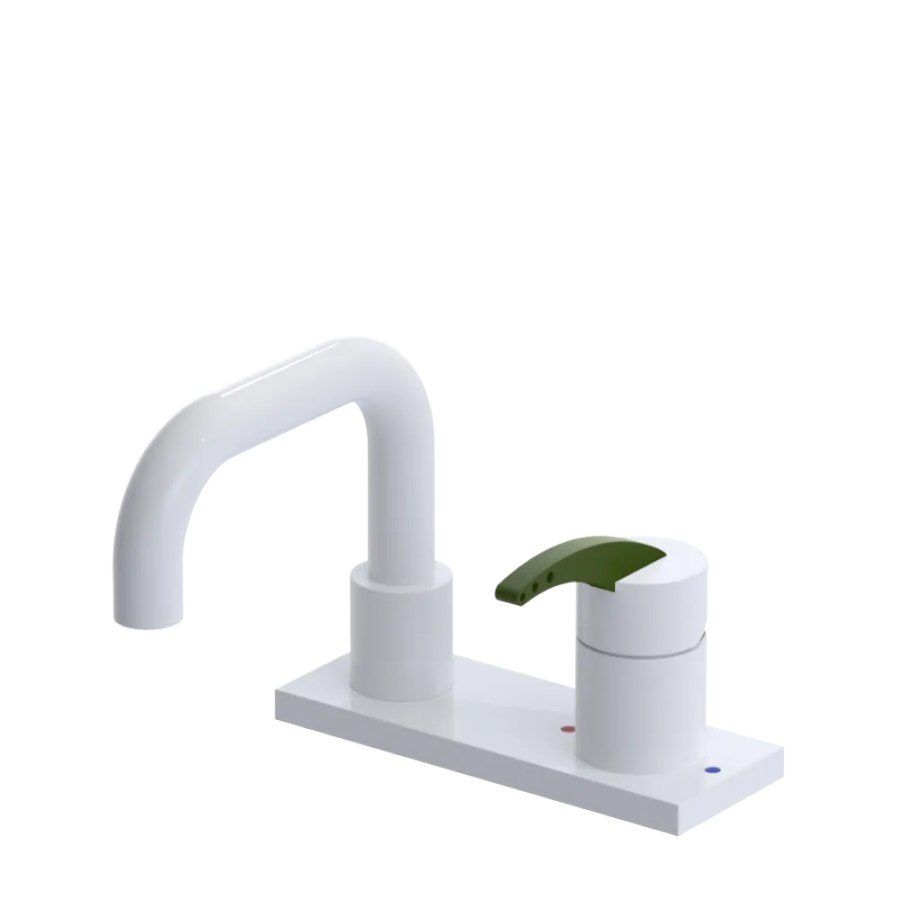 Rubinet 4" Centre Single Control Lav. Set. with Genesis spout (less drain) White