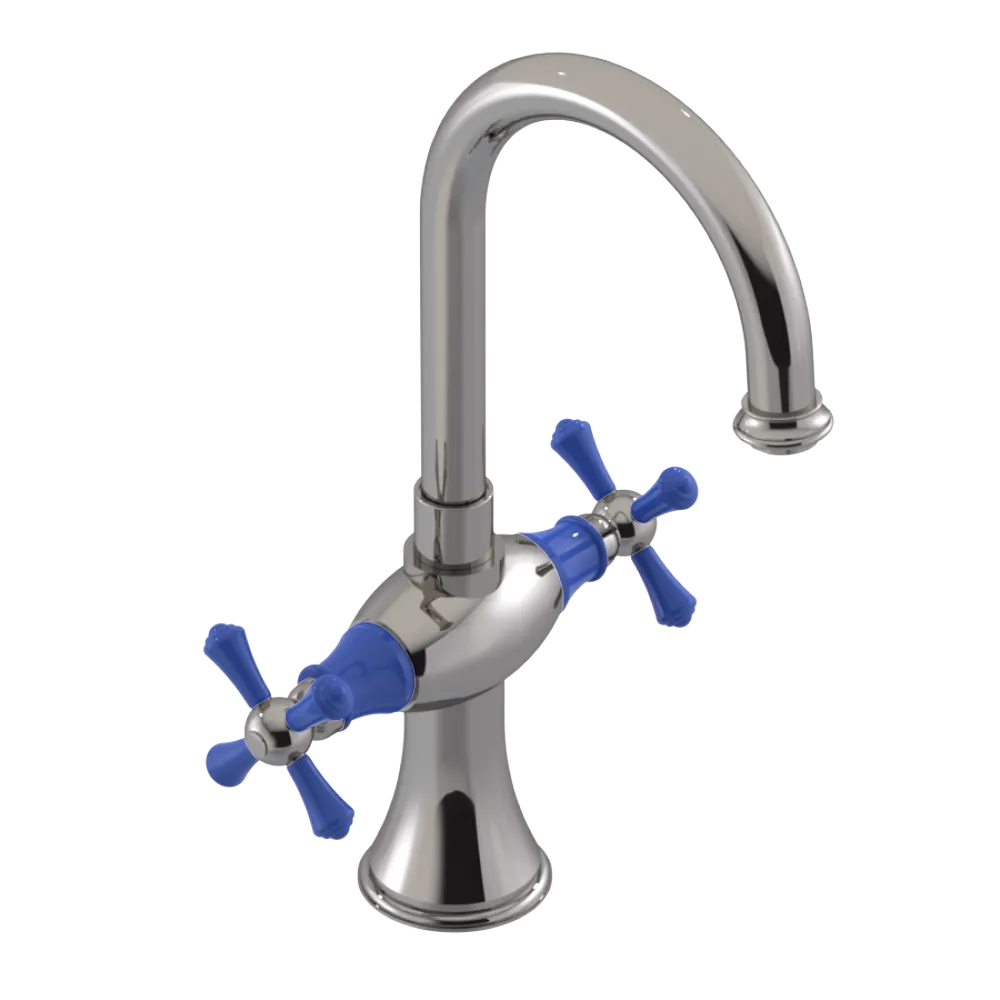 Rubinet Single Hole Dual Handle Lav. Set. (less drain) Polished Nickel