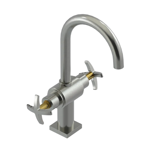 Rubinet Single Hole Dual Handle Lav. Set. (less drain) Satin Nickel