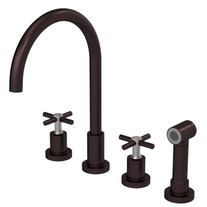 Rubinet Widespread Kitchen Set with LaSalle Spout with Hand Spray Oil Rubbed Bronze