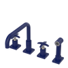 Rubinet Widespread Kitchen Set with Genesis Spout with Hand Spray Midnight Blue
