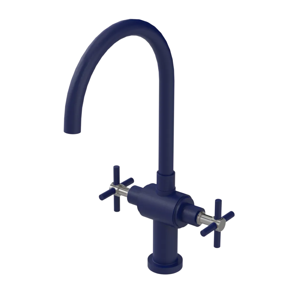 Rubinet Two Handle Single Hole Kitchen Set with LaSalle Spout Midnight Blue
