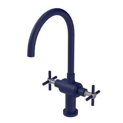Rubinet Two Handle Single Hole Kitchen Set with LaSalle Spout Midnight Blue