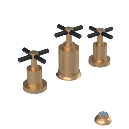 Rubinet Bidet Fitting with Spray, Diverter, and Vacuum Breaker (less drain) Satin Gold