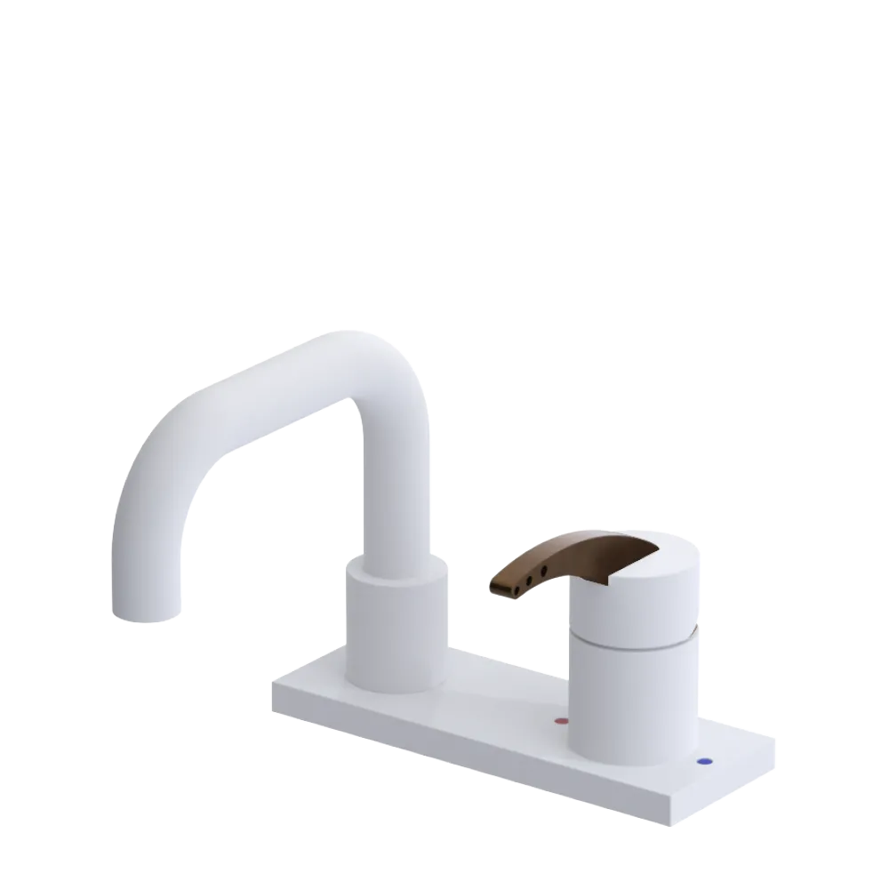 Rubinet 4" Centre Single Control Lav. Set. with Genesis spout (less drain) Matt White