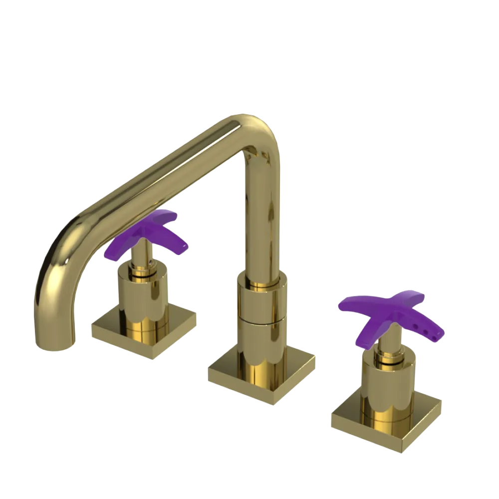 Rubinet Widespread Kitchen Set with Genesis Spout Natural Brass
