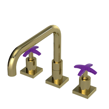Rubinet Widespread Kitchen Set with Genesis Spout Natural Brass