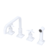 Rubinet Widespread Kitchen Set with Genesis Spout with Hand Spray White
