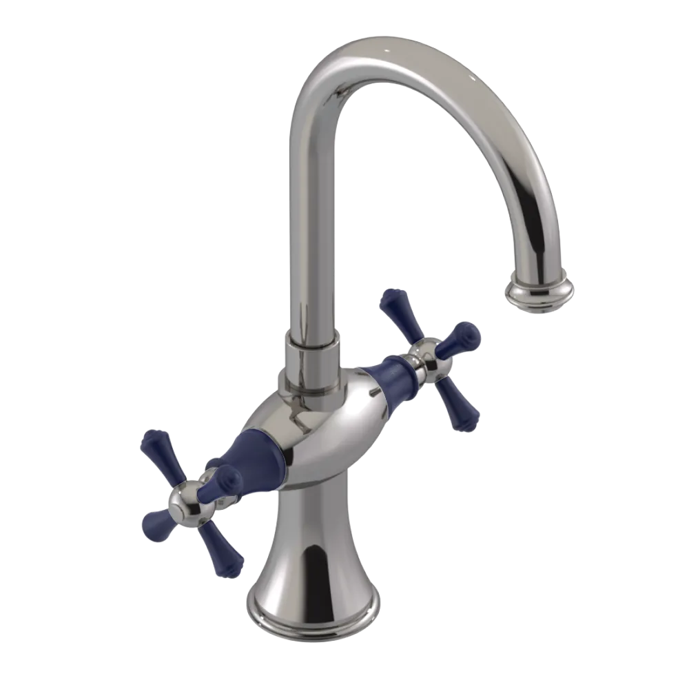 Rubinet Single Hole Dual Handle Lav. Set. (less drain) Polished Nickel