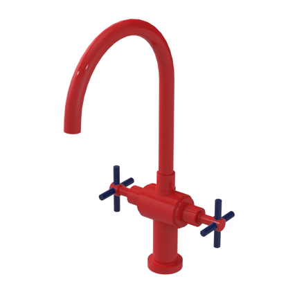 Rubinet Two Handle Single Hole Kitchen Set with LaSalle Spout Red