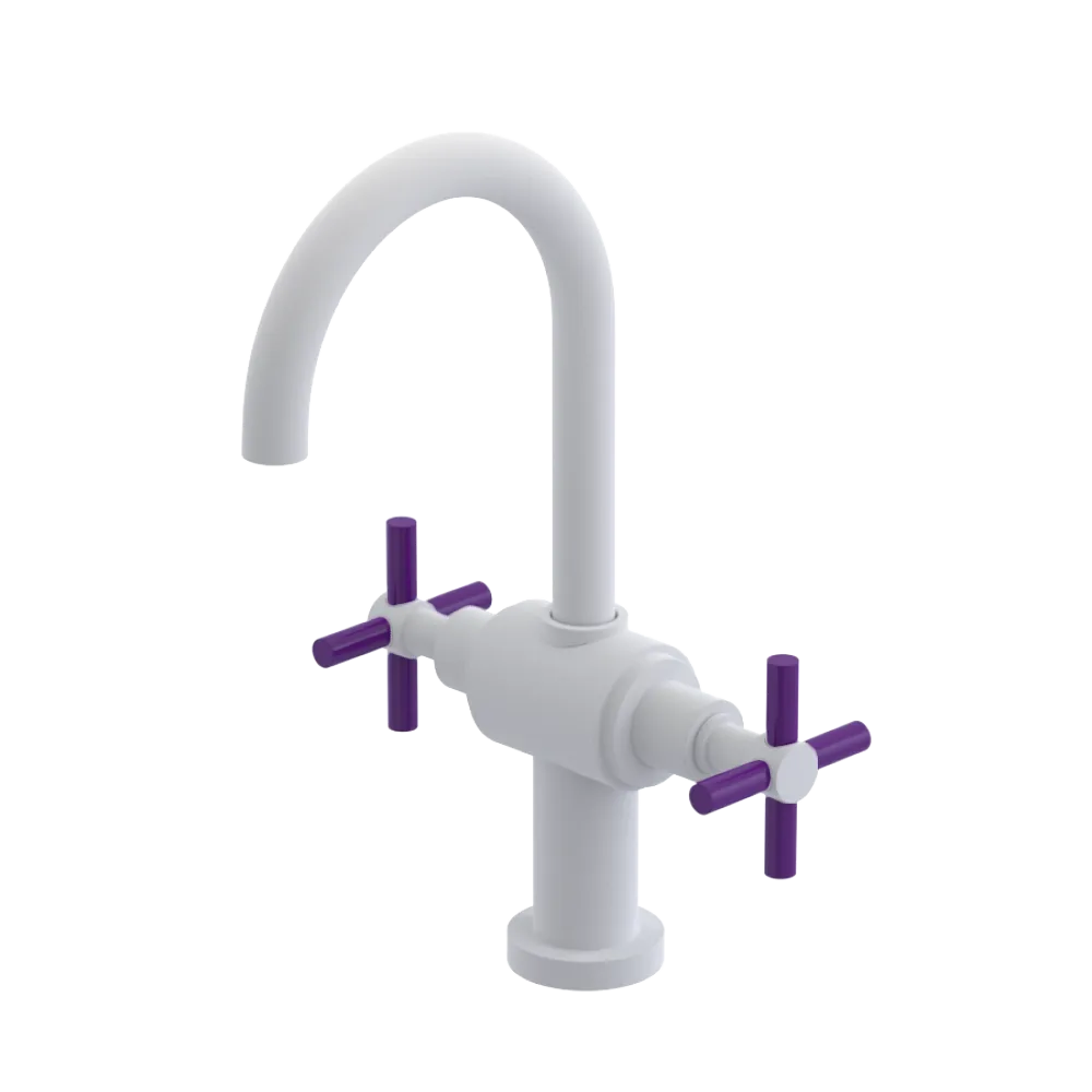 Rubinet Single Hole Dual Handle Lav. Set with LaSalle Spout (less drain) Matt White