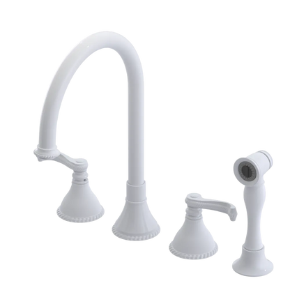 Rubinet Widespread Kitchen Set with Hand Spray White