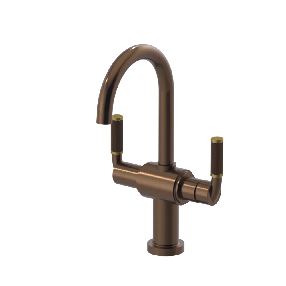 Rubinet Single Hole Dual Handle Lav. Set. (less drain) Tuscan Brass