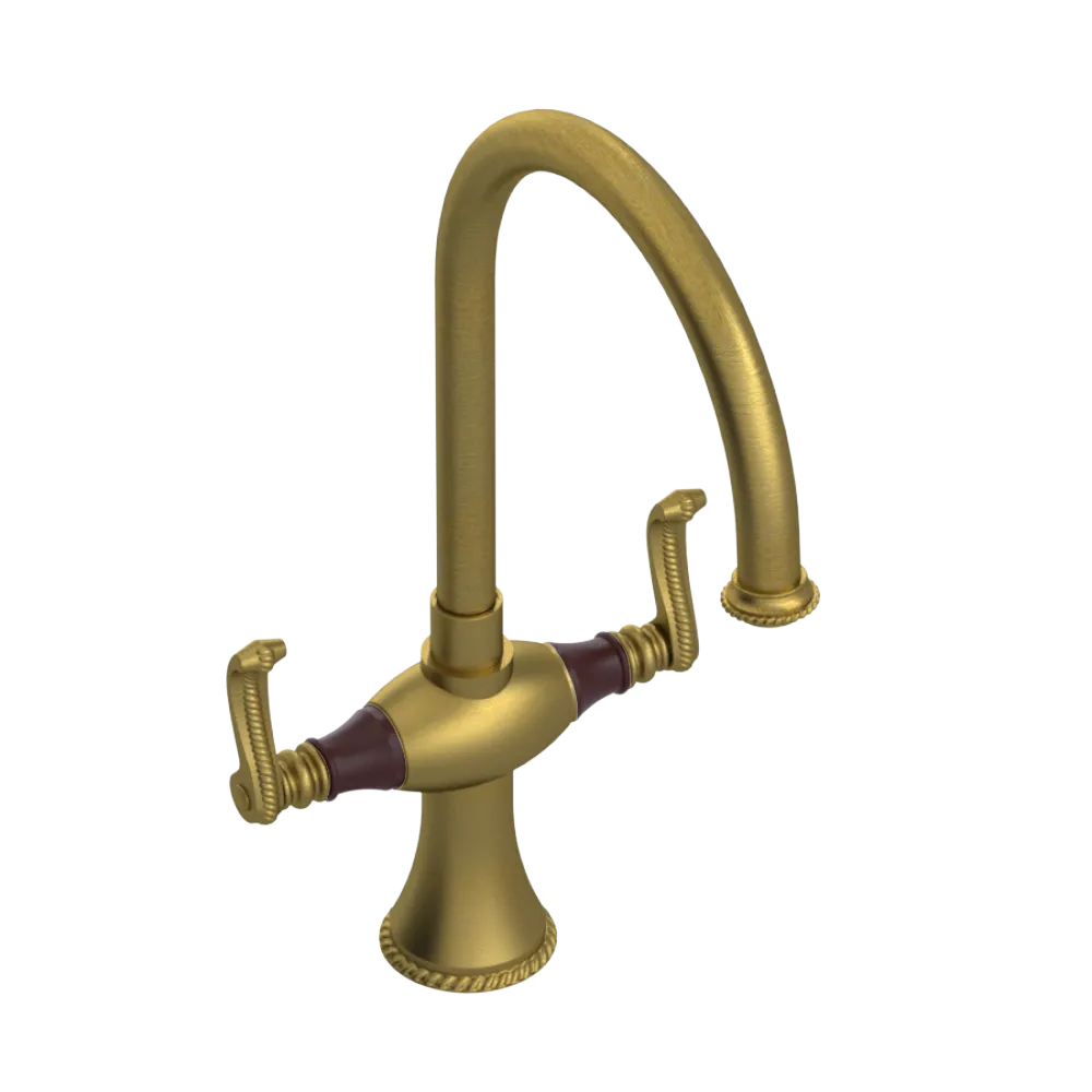Rubinet Two Handle Single Hole Kitchen Set Antique Brass Matt
