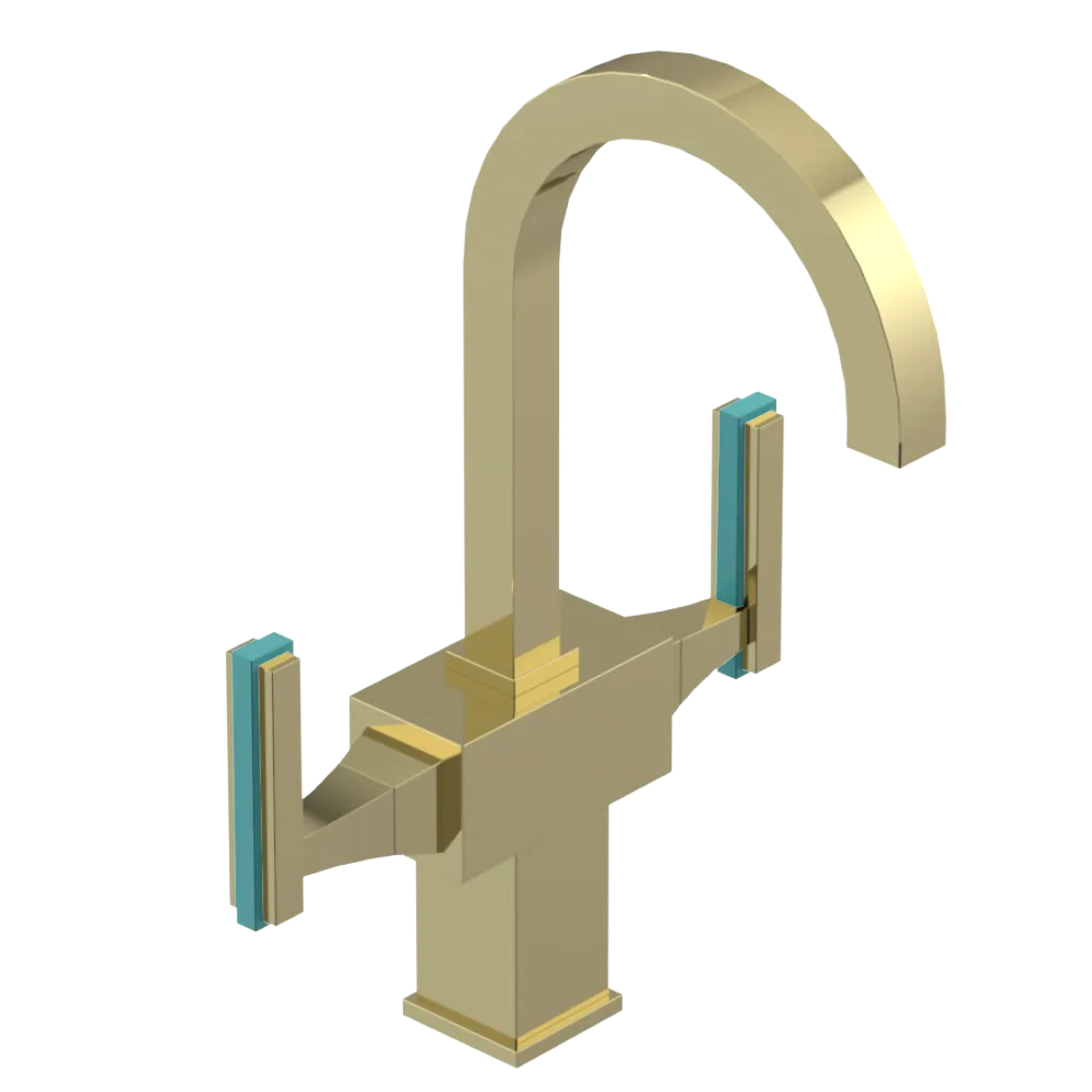 Rubinet Single Hole Dual Handle Lav. Set. (less drain) Gold