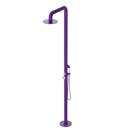 Rubinet Pressure Balance Outdoor Shower with Hand Held Shower & 10" Shower Head - 304 Stainless Steel Purple Haze