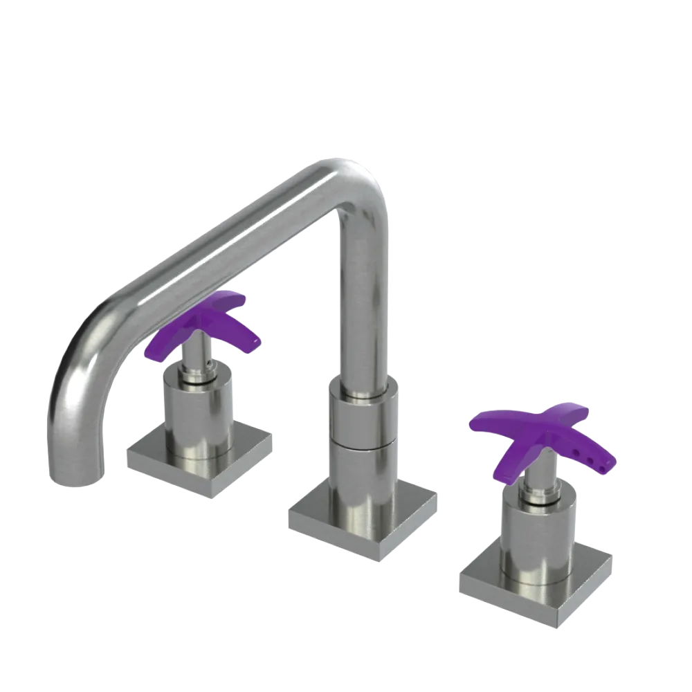Rubinet Widespread Kitchen Set with Genesis Spout Satin Nickel