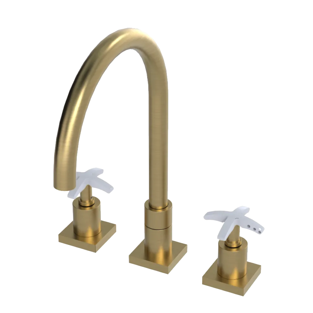 Rubinet Widespread Kitchen Set Satin Brass