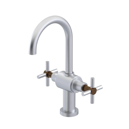 Rubinet Single Hole Dual Handle Lav. Set with LaSalle Spout (less drain) Satin Chrome