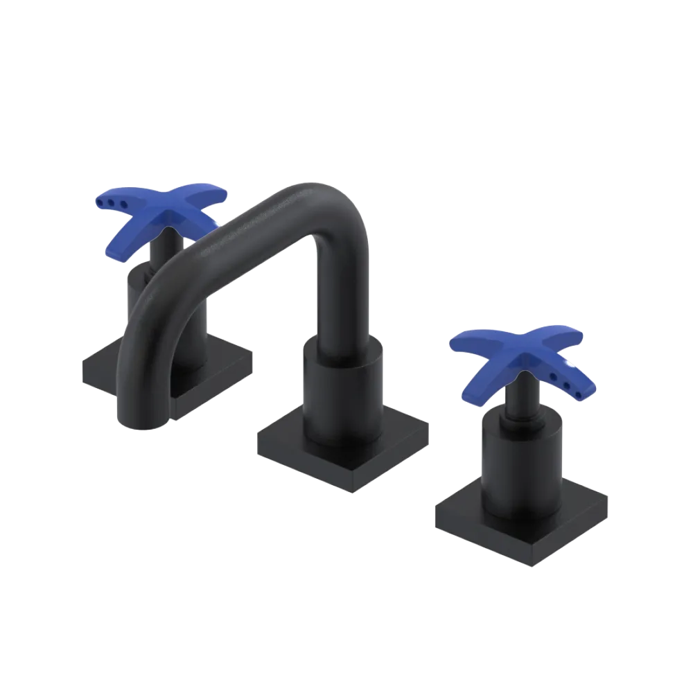 Rubinet Widespread Lav. Set. with Genesis spout (less drain) Matt Black
