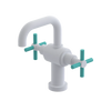 Rubinet Single Hole Dual Handle Lav. Set. (less drain) Matt White