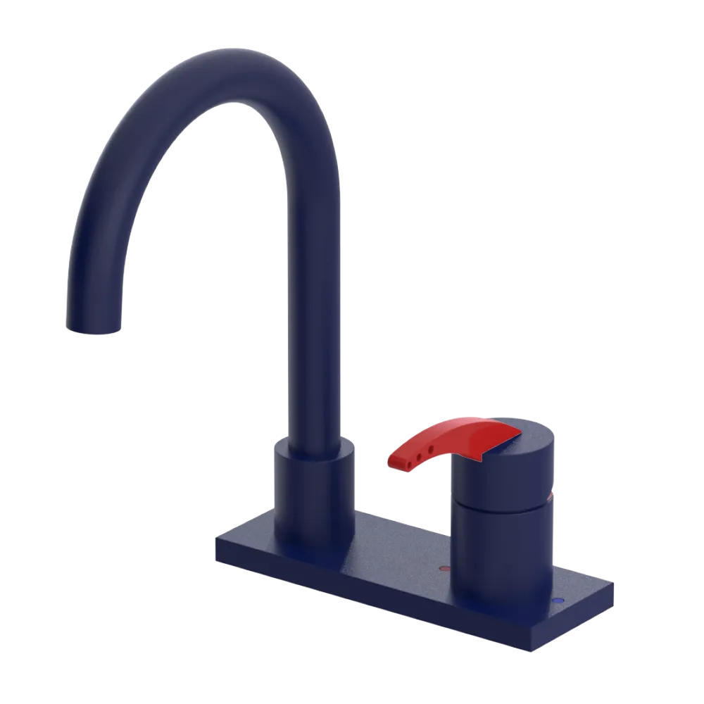Rubinet 4" Centre Single Control Lav. Set. (less drain) Midnight Blue